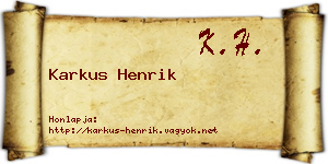 Karkus Henrik névjegykártya
